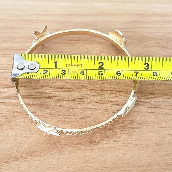 Set of 3 Goldtone Bangle Bracelets Seashells Sand Dollars Two with Cream Enamel - Picture 6 of 8